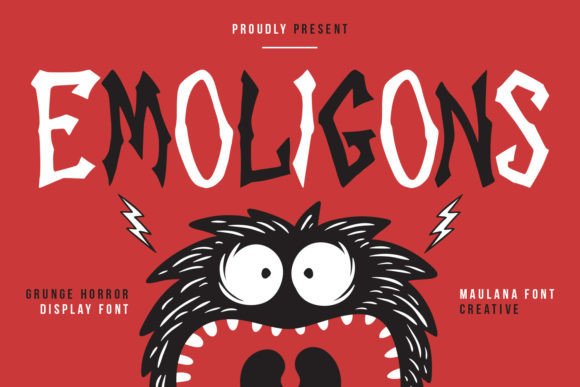 Emoligons: A Grunge Horror Display Font for Editorial Personality