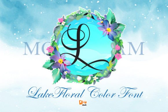 Lake Floral Monogram: A Color Font for Editorial Mood
